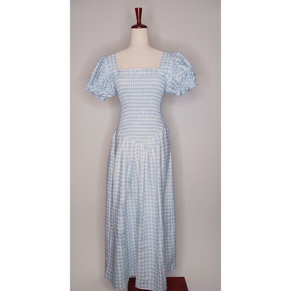 SLEEPER Gingham Belle Mid-Length Dress, size XL, 100% Linen, NWT - Picture 4 of 14